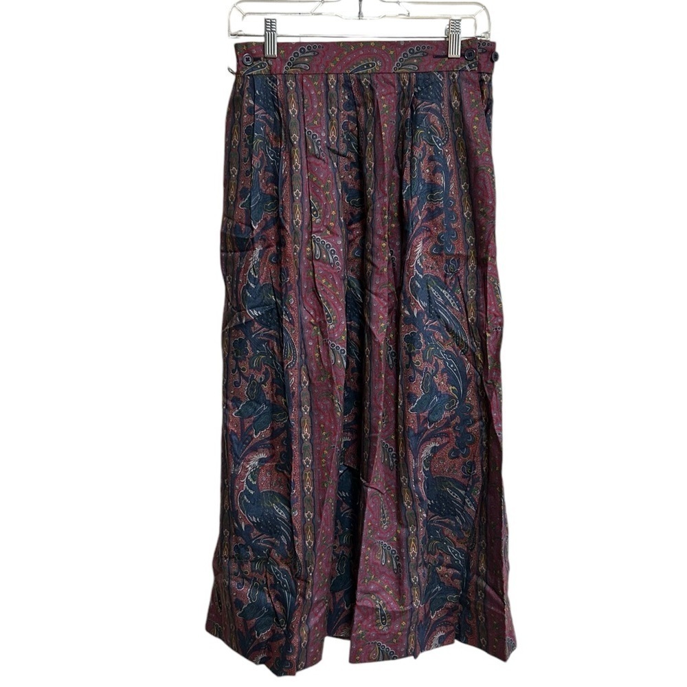 Rosslee full Skirt Size 12 Vintage 80’s Blue Red Paisley butterfly Print preppy